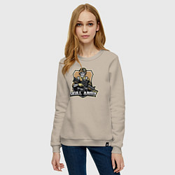 Свитшот хлопковый женский Skull army, цвет: миндальный — фото 2