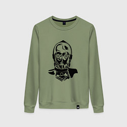 Свитшот хлопковый женский Си три пи о, цвет: авокадо