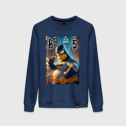 Свитшот хлопковый женский Batsimpson - ai art fantasy, цвет: тёмно-синий