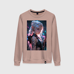 Свитшот хлопковый женский Прекрасная девушка-эльф с луком, цвет: пыльно-розовый