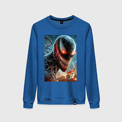 Свитшот хлопковый женский Ужасный Веном - неоновое свечение, цвет: синий