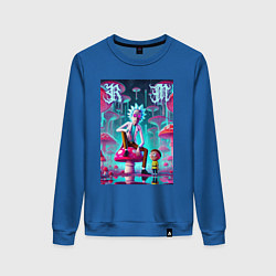 Свитшот хлопковый женский Rick and Morty under the mushrooms, цвет: синий