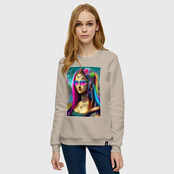 Свитшот хлопковый женский The Gioconda of our days is eclectic, цвет: миндальный — фото 2