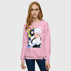 Свитшот хлопковый женский Дандадан: Бабка Момо, цвет: светло-розовый — фото 2