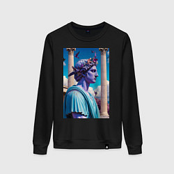 Свитшот хлопковый женский Античный герой и архитектура, цвет: черный