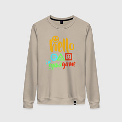 Свитшот хлопковый женский Hello squid game, цвет: миндальный