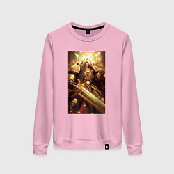 Свитшот хлопковый женский Император человечества - Вархаммер 40000, цвет: светло-розовый