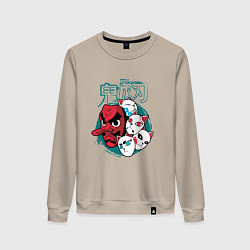 Свитшот хлопковый женский Клинок рассекающий демонов Урокодаки, цвет: миндальный