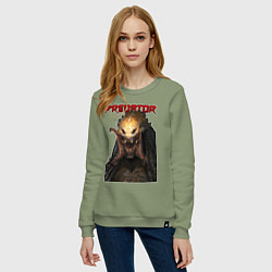 Свитшот хлопковый женский Predator scream, цвет: авокадо — фото 2