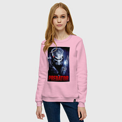 Свитшот хлопковый женский Predator in the helmet, цвет: светло-розовый — фото 2