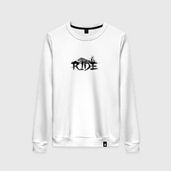 Свитшот хлопковый женский Езда на велосипеде с медведями, цвет: белый