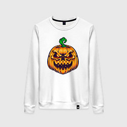 Свитшот хлопковый женский Halloween pumpkin, цвет: белый