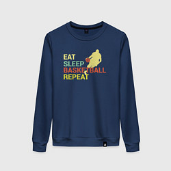 Свитшот хлопковый женский Еда сон баскетбол, цвет: тёмно-синий