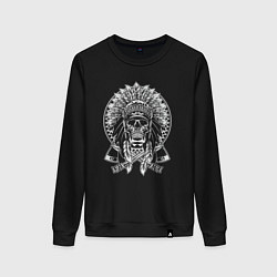 Свитшот хлопковый женский Indian skeletor, цвет: черный