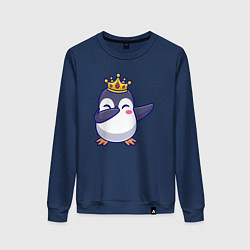 Свитшот хлопковый женский Король пингвин, цвет: тёмно-синий