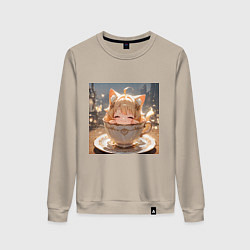 Женский свитшот Кошечка с короной в чашке