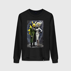 Свитшот хлопковый женский Ведьма жена Пикачу - нейроарт фантазия, цвет: черный