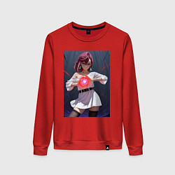 Свитшот хлопковый женский Дандадан: Момо фаербол, цвет: красный