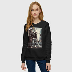 Свитшот хлопковый женский Dude bull terrier is a New Yorker, цвет: черный — фото 2