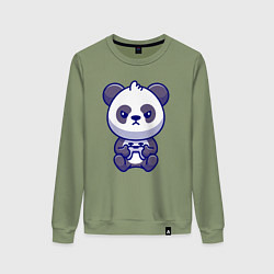 Свитшот хлопковый женский Геймер панда, цвет: авокадо