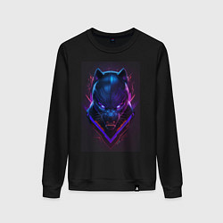 Свитшот хлопковый женский Черная пантера маска, цвет: черный
