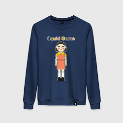 Свитшот хлопковый женский Doll squid game, цвет: тёмно-синий