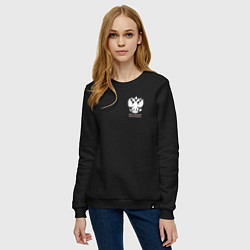 Свитшот хлопковый женский Моя земля - мои правила с гербом, цвет: черный — фото 2