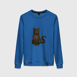 Свитшот хлопковый женский Пиксельный кот Daggerfall, цвет: синий