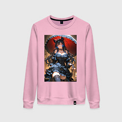 Женский свитшот Девушка-кошка под ажурным зонтом