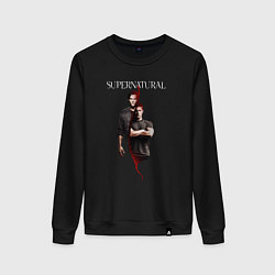 Свитшот хлопковый женский Братья Винчестеры - Supernatural, цвет: черный