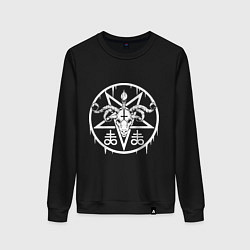 Свитшот хлопковый женский Satan hail, цвет: черный