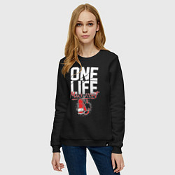 Свитшот хлопковый женский One life many fight, цвет: черный — фото 2