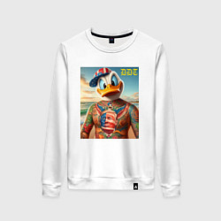 Свитшот хлопковый женский Donald Duck Trump - meme, цвет: белый