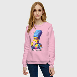 Свитшот хлопковый женский Marge Simpson - punks not dead motto, цвет: светло-розовый — фото 2