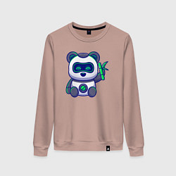Свитшот хлопковый женский Панда робот, цвет: пыльно-розовый