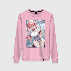Свитшот хлопковый женский Медсестричка сделает тебе укол любви - пышная аним, цвет: светло-розовый