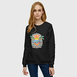 Свитшот хлопковый женский Скелет на чиле, цвет: черный — фото 2