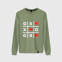Свитшот хлопковый женский Крестики нолики, цвет: авокадо