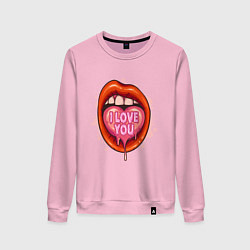 Свитшот хлопковый женский I love you, цвет: светло-розовый