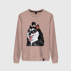 Свитшот хлопковый женский NFT Doge - Kiss, цвет: пыльно-розовый