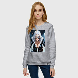 Свитшот хлопковый женский Черная кошка Фелиция Харди, цвет: меланж — фото 2