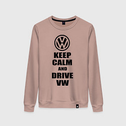 Свитшот хлопковый женский Keep Calm & Drive VW, цвет: пыльно-розовый