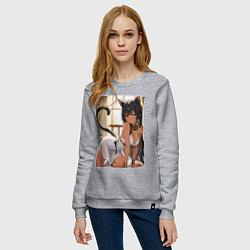 Свитшот хлопковый женский Сфинкс в древнем Египте, цвет: меланж — фото 2
