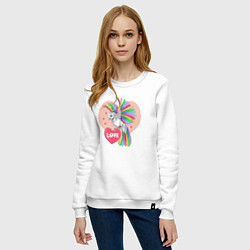 Свитшот хлопковый женский Color bird, цвет: белый — фото 2