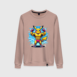Свитшот хлопковый женский Big Pikachu, цвет: пыльно-розовый