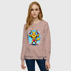 Свитшот хлопковый женский Big Pikachu, цвет: пыльно-розовый — фото 2