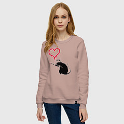 Свитшот хлопковый женский Rat heart, цвет: пыльно-розовый — фото 2