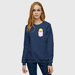 Свитшот хлопковый женский BbokAri in pocket, цвет: тёмно-синий — фото 2