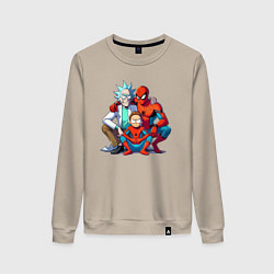 Свитшот хлопковый женский Spider-Man is Rick and Mortys friend, цвет: миндальный
