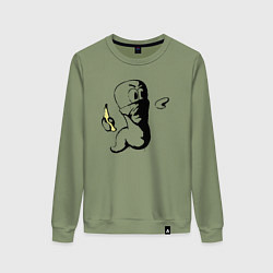 Свитшот хлопковый женский Червяк с бананом, цвет: авокадо